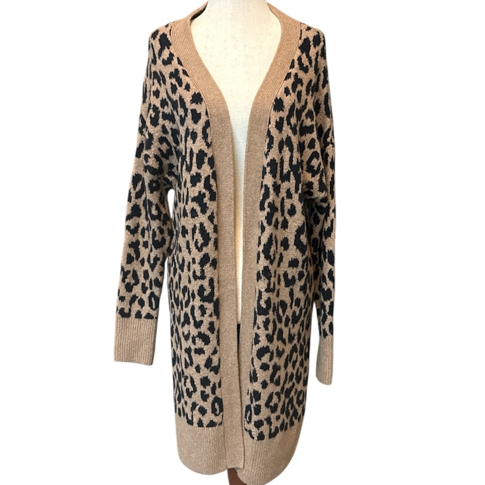 Sincerely Jules Tan and Black Leopard Open Cardigan
